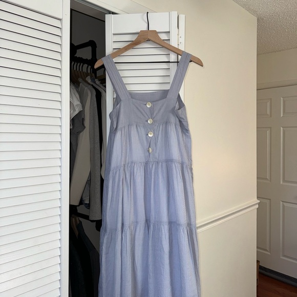 Madewell Button-Back Tiered ‘Striped Midi Dress’ in Light Blue - Picture 8 of 8